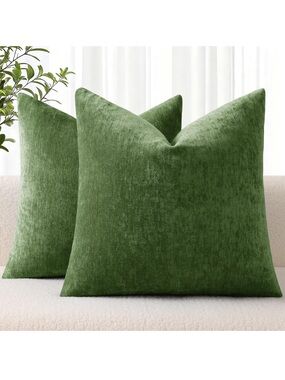 Chenille Moss Green Throw Pillow
Covers 24x24 Inch Set Of 2, 1779/bb8s-1